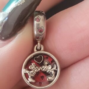 Panfora Silver and Red Mickey And Minnie Charm